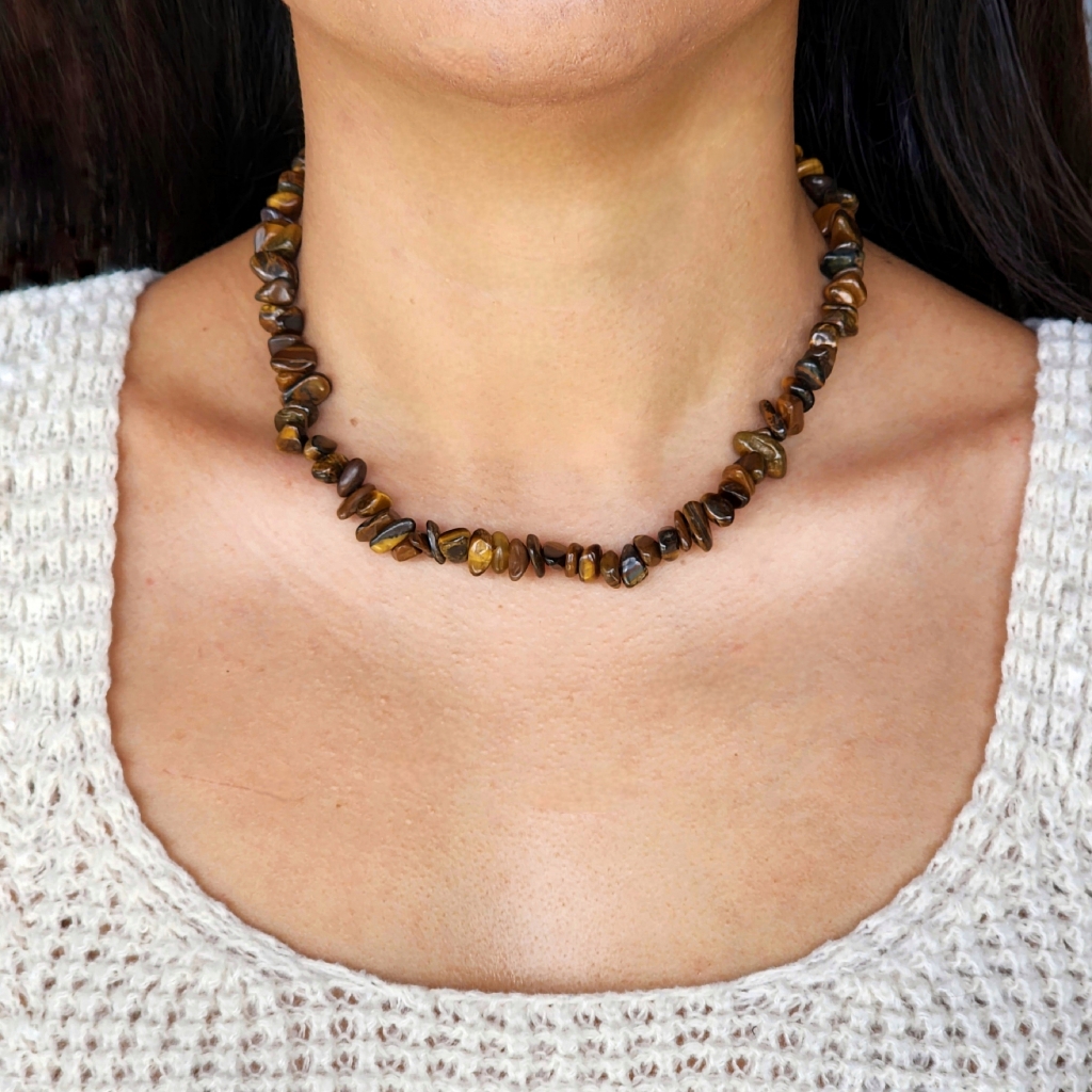 Natural Tiger Eye Necklace Gravel Crystal Jewelry Stainless Steel Boho Retro Y2k 26$